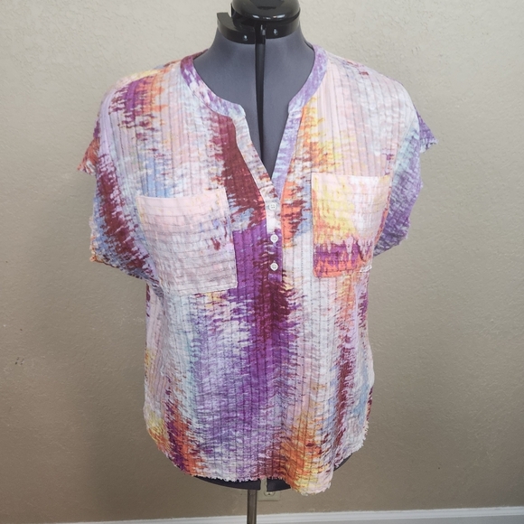 WESTBOUND Splash Print Quilted Pullover Top XL (5132) - Picture 1 of 6